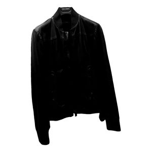 Dolce & Gabanna black leather bomber jacket size 54